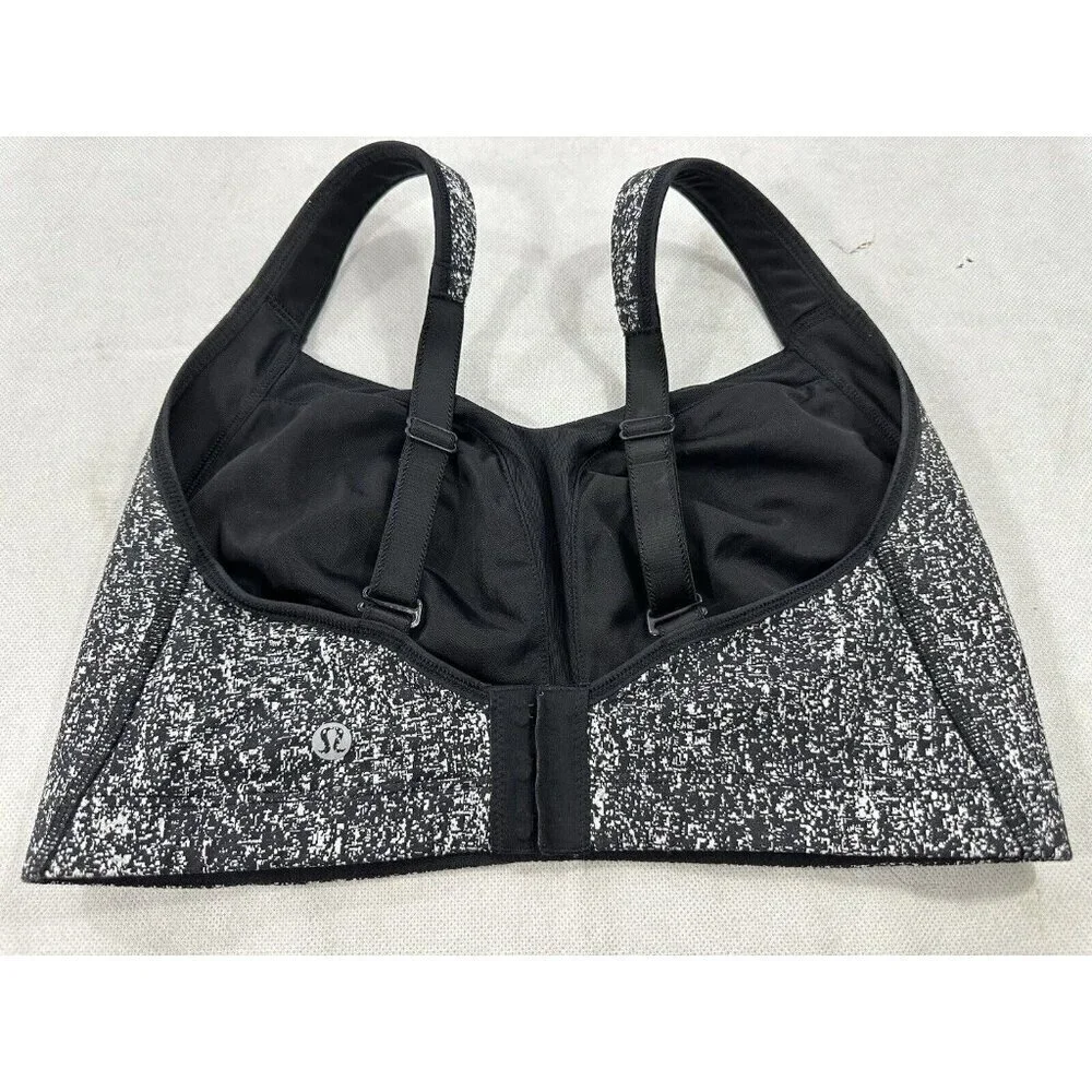 Lululemon Ta Ta Tamer III Rio Mist Black Womens 34DD? Sports Bra EUC Read